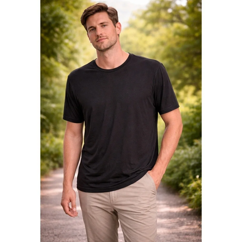 DAVID ARCHY Men's Undershirt Bamboo Rayon Moisture-Wicking T-Shirts Stretch Crew